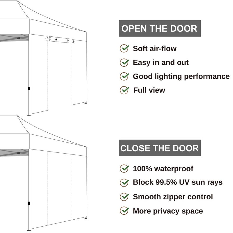 COOSHADE Instant Canopy SunWall 10x10 Canopy SideWall for Pop up Canopy Tent, 1 Pack Door Wall Only, Navy Blue - Image 2